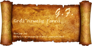 Grünzweig Fanni névjegykártya